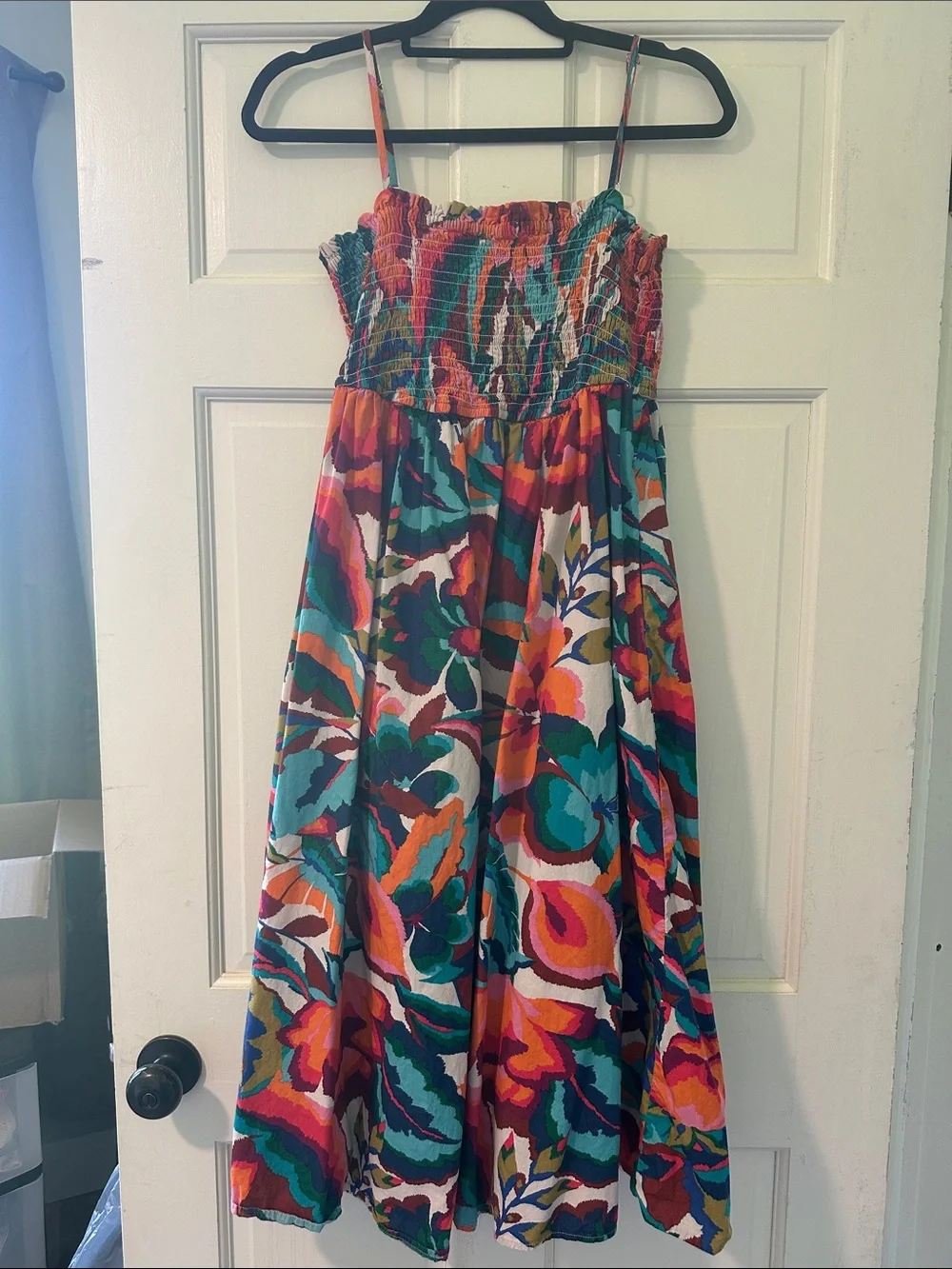 Maurices Multicolor Floral Midi Dress - Teal, Orange, Pink